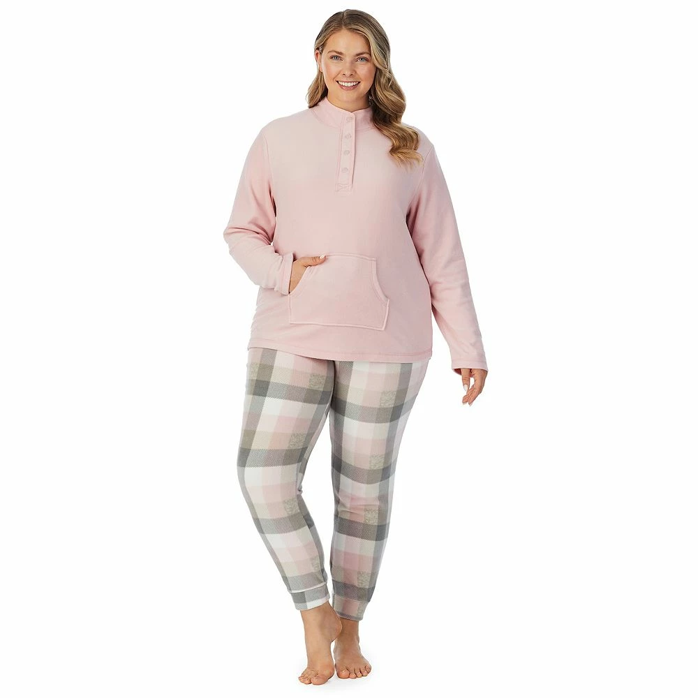 Plus Size Cuddl Duds Fleece Long Sleeve Pajama Top and Banded Bottom Pajama Pants Sleep Set 2 Plus Size Cuddl Duds Fleece Long Sleeve Pajama Top and Banded Bottom Pajama Pants Sleep Set - Image 2