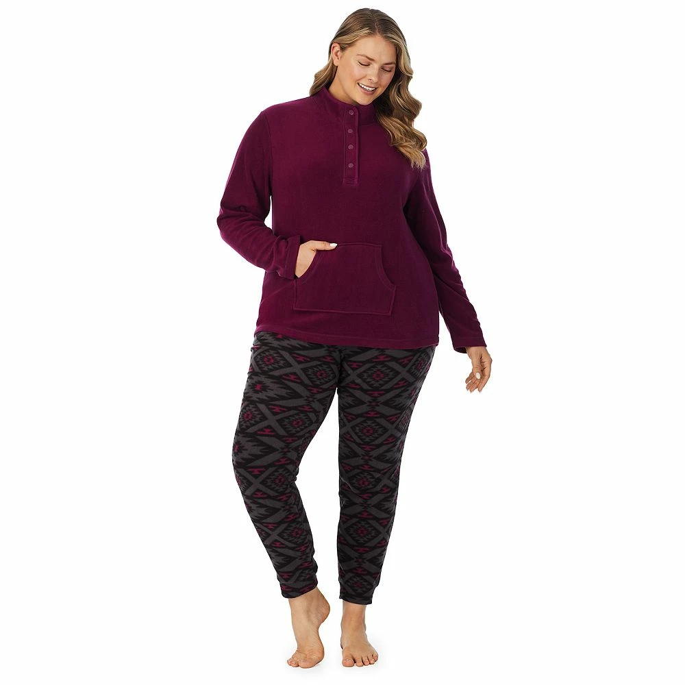 Plus Size Cuddl Duds Fleece Long Sleeve Pajama Top and Banded Bottom Pajama Pants Sleep Set 1 Plus Size Cuddl Duds Fleece Long Sleeve Pajama Top and Banded Bottom Pajama Pants Sleep Set