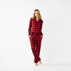 Women's Jammies For Your Families® Beary Cool Buffalo Check Pajama Set by Cuddl Duds® -Cuddl Duds Clothing Sales 5601557 ALT2