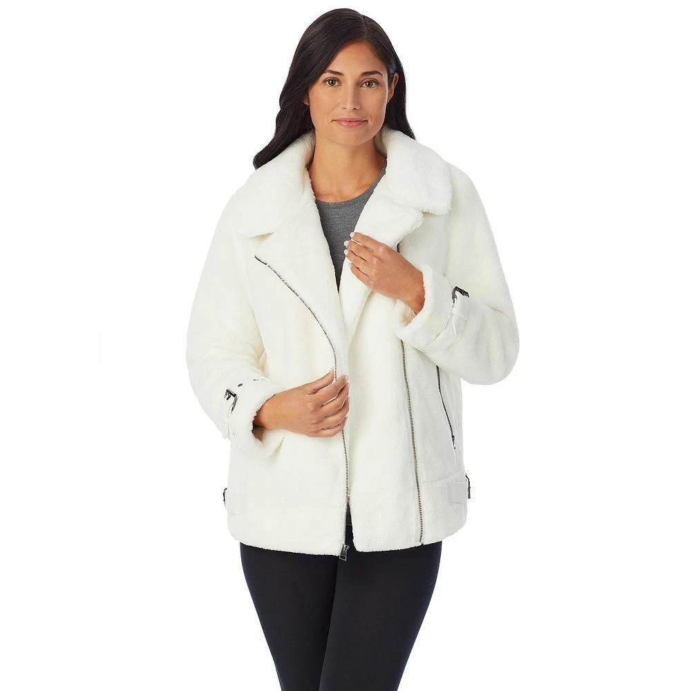 Women's Cuddl Duds Fleece Faux-Fur Moto Jacket 7 Women's Cuddl Duds Fleece Faux-Fur Moto Jacket - Image 7