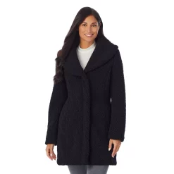 Women's Cuddl Duds Curly Sherpa Shawl-Collar Coat