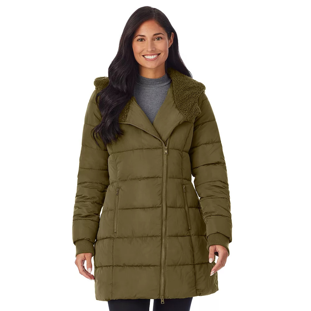 Women's Cuddl Duds Long Hooded Puffer Coat 3 Women's Cuddl Duds Long Hooded Puffer Coat - Image 3
