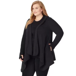Plus Size Cuddl Duds® Fleecewear with Stretch Long Sleeve Hooded Wrap -Cuddl Duds Clothing Sales 5666736 ALT2