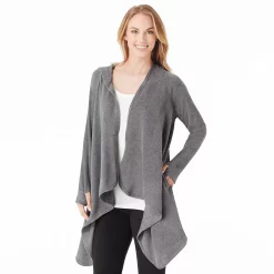 Women's Cuddl Duds® Fleecewear with Stretch Long Sleeve Hooded Wrap 16 Women's Cuddl Duds® Fleecewear with Stretch Long Sleeve Hooded Wrap -Cuddl Duds Clothing Sales 5668398 Charcoal Heather