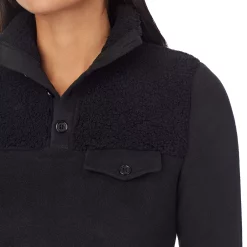 Women's Cuddl Duds® Fleecewear with Stretch Mock Henley Long Sleeve Top with Sherpa -Cuddl Duds Clothing Sales 5668410 ALT4