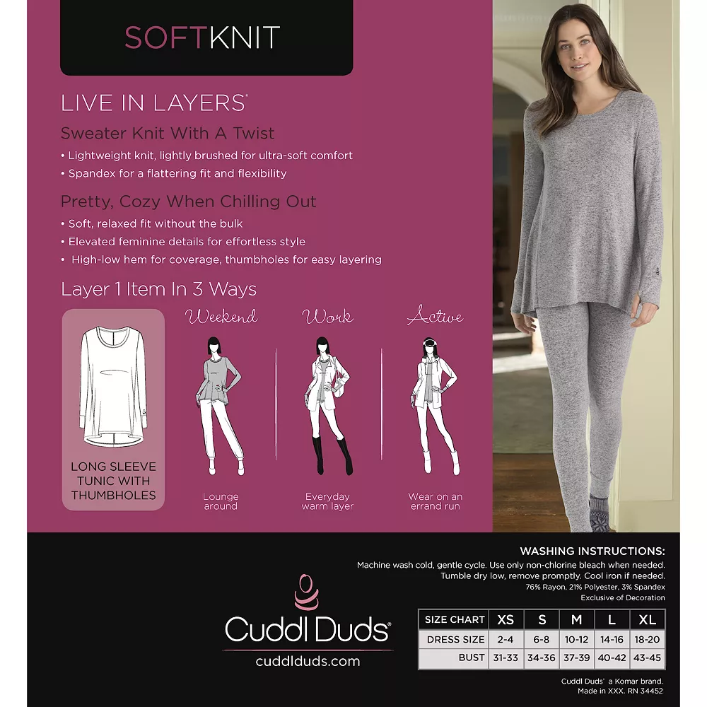 Women's Cuddl Duds® Soft Knit Long Sleeve Tunic Top 5 Women's Cuddl Duds® Soft Knit Long Sleeve Tunic Top - Image 5