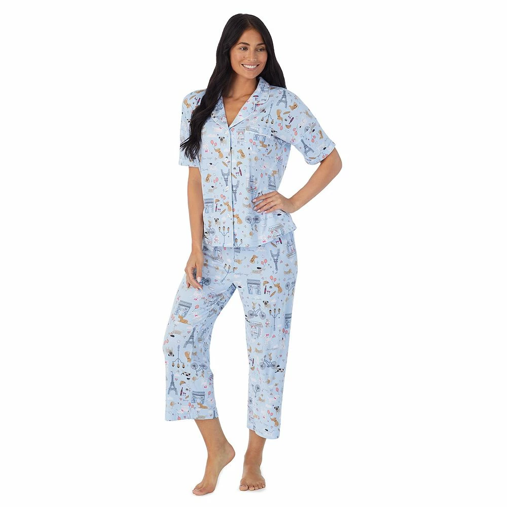 Women's Cuddl Duds® Cozy Short Sleeve Pajama Shirt & Wide Leg Cropped Pajama Pants Sleep Set 7 Women's Cuddl Duds® Cozy Short Sleeve Pajama Shirt & Wide Leg Cropped Pajama Pants Sleep Set - Image 7