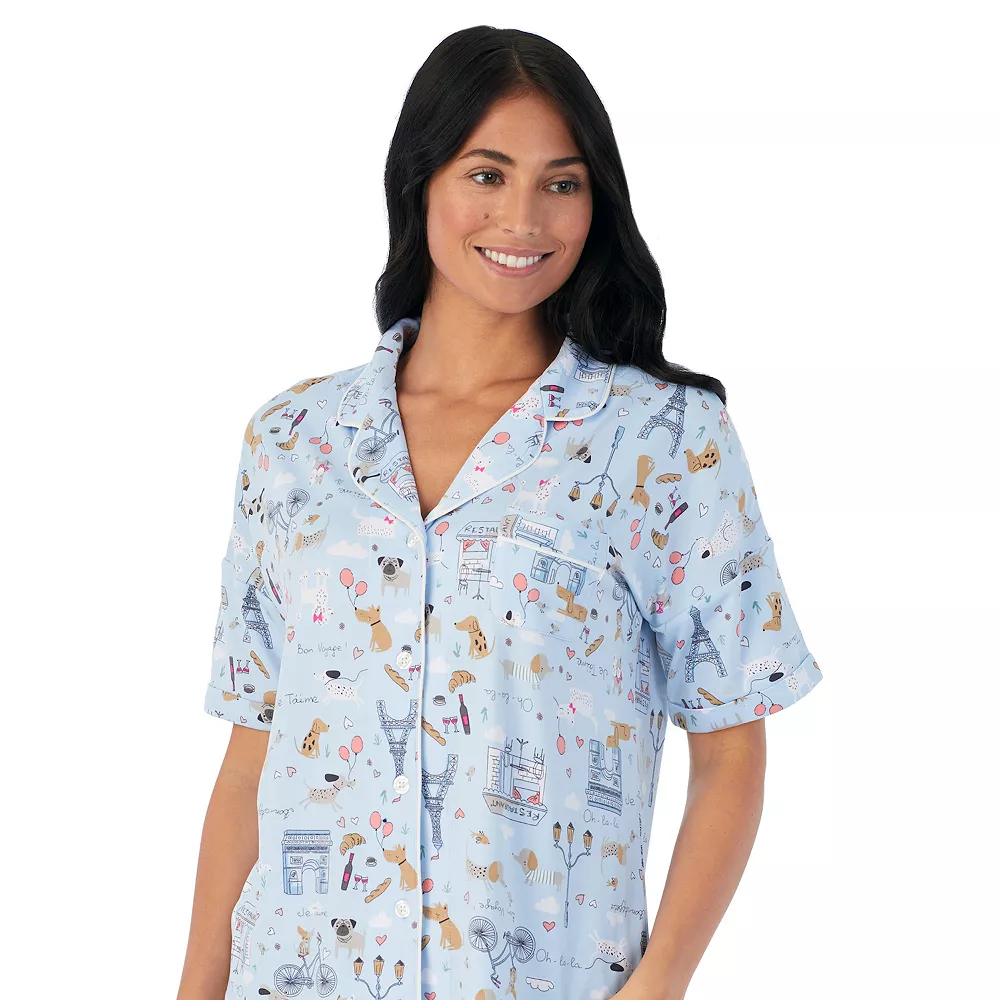 Women's Cuddl Duds® Cozy Short Sleeve Pajama Shirt & Wide Leg Cropped Pajama Pants Sleep Set 8 Women's Cuddl Duds® Cozy Short Sleeve Pajama Shirt & Wide Leg Cropped Pajama Pants Sleep Set - Image 8