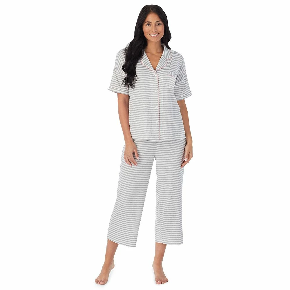 Women's Cuddl Duds® Cozy Short Sleeve Pajama Shirt & Wide Leg Cropped Pajama Pants Sleep Set 1 Women's Cuddl Duds® Cozy Short Sleeve Pajama Shirt & Wide Leg Cropped Pajama Pants Sleep Set