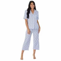 Women's Cuddl Duds® Cozy Short Sleeve Pajama Shirt & Wide Leg Cropped Pajama Pants Sleep Set 11 Women's Cuddl Duds® Cozy Short Sleeve Pajama Shirt & Wide Leg Cropped Pajama Pants Sleep Set -Cuddl Duds Clothing Sales 5669593 Lavender Swans