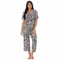 Women's Cuddl Duds® Cozy Short Sleeve Pajama Shirt & Wide Leg Cropped Pajama Pants Sleep Set 12 Women's Cuddl Duds® Cozy Short Sleeve Pajama Shirt & Wide Leg Cropped Pajama Pants Sleep Set -Cuddl Duds Clothing Sales 5669593 Multi Ditsy