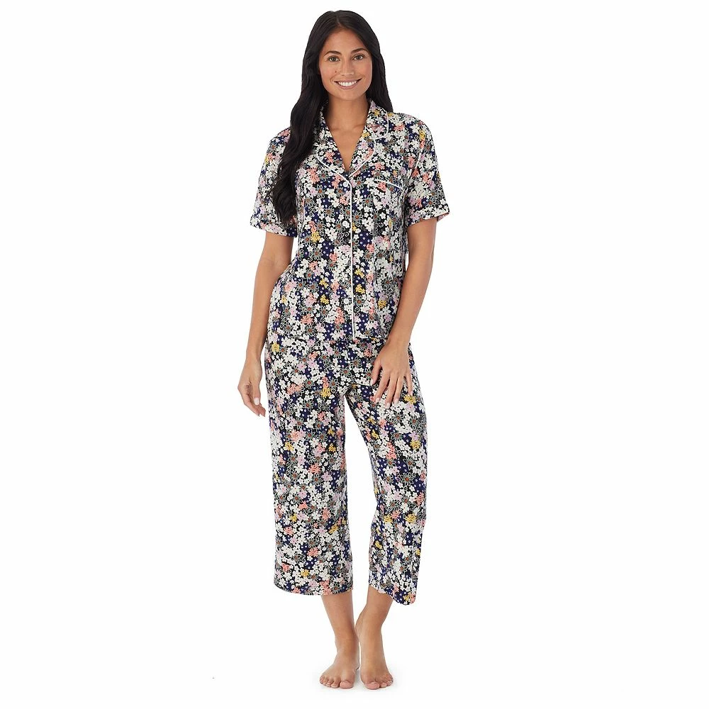 Women's Cuddl Duds® Cozy Short Sleeve Pajama Shirt & Wide Leg Cropped Pajama Pants Sleep Set 4 Women's Cuddl Duds® Cozy Short Sleeve Pajama Shirt & Wide Leg Cropped Pajama Pants Sleep Set - Image 4