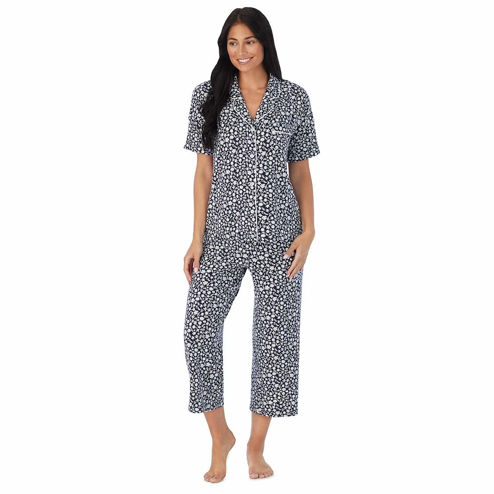 Women's Cuddl Duds® Cozy Short Sleeve Pajama Shirt & Wide Leg Cropped Pajama Pants Sleep Set 5 Women's Cuddl Duds® Cozy Short Sleeve Pajama Shirt & Wide Leg Cropped Pajama Pants Sleep Set - Image 5