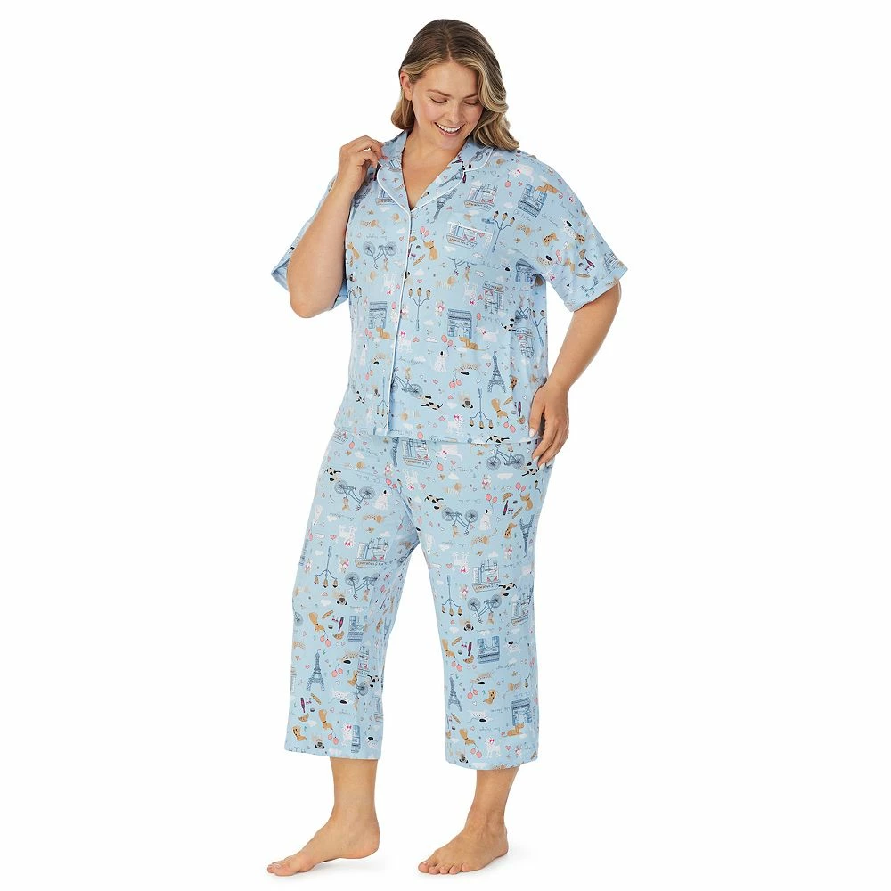 Plus Size Cuddl Duds® Cozy Short Sleeve Pajama Shirt & Wide Leg Cropped Pajama Pants Sleep Set 7 Plus Size Cuddl Duds® Cozy Short Sleeve Pajama Shirt & Wide Leg Cropped Pajama Pants Sleep Set - Image 7