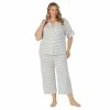 Plus Size Cuddl Duds® Cozy Short Sleeve Pajama Shirt & Wide Leg Cropped Pajama Pants Sleep Set