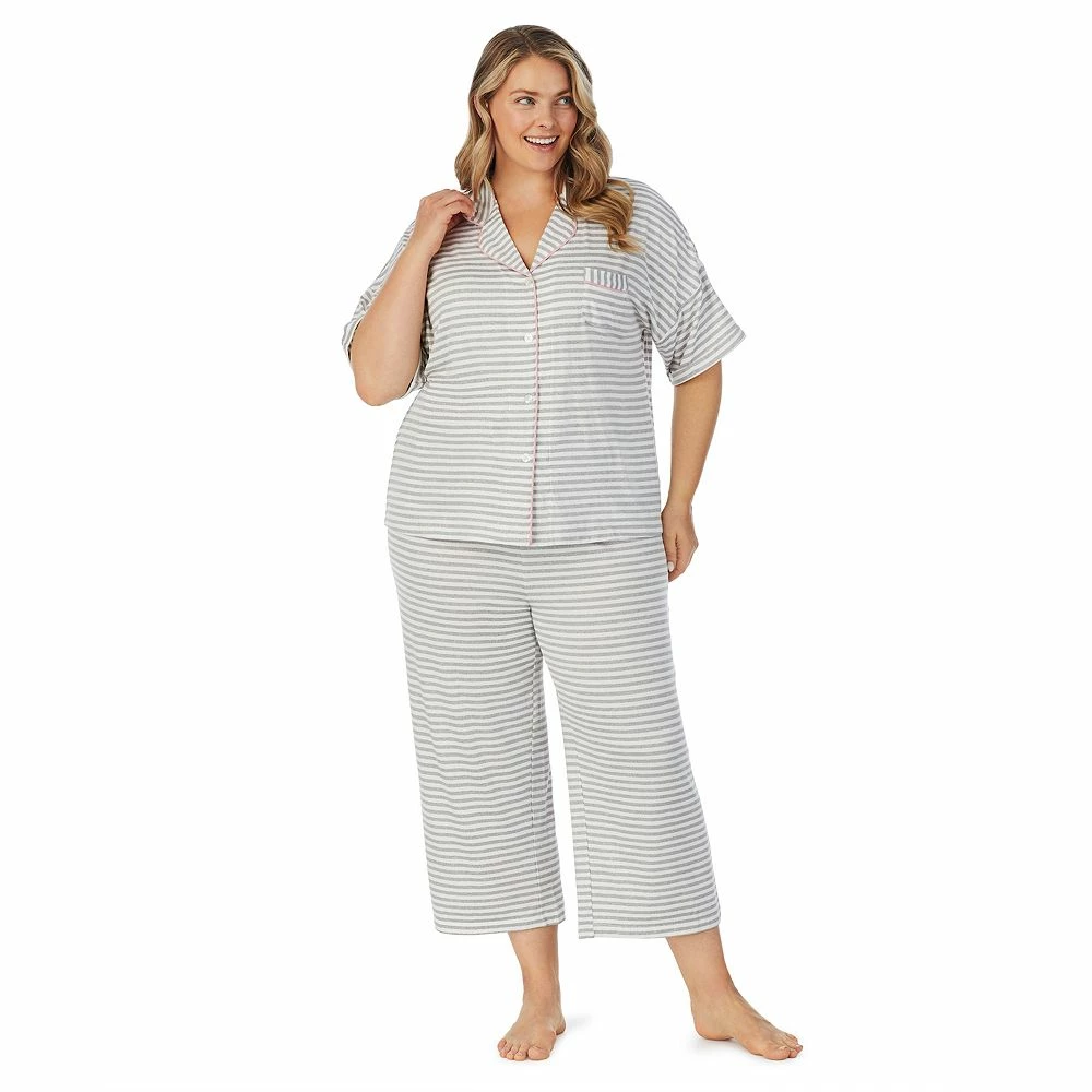 Plus Size Cuddl Duds® Cozy Short Sleeve Pajama Shirt & Wide Leg Cropped Pajama Pants Sleep Set 1 Plus Size Cuddl Duds® Cozy Short Sleeve Pajama Shirt & Wide Leg Cropped Pajama Pants Sleep Set