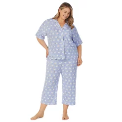 Plus Size Cuddl Duds® Cozy Short Sleeve Pajama Shirt & Wide Leg Cropped Pajama Pants Sleep Set 13 Plus Size Cuddl Duds® Cozy Short Sleeve Pajama Shirt & Wide Leg Cropped Pajama Pants Sleep Set -Cuddl Duds Clothing Sales 5669596 Lavender Swans
