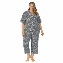 Plus Size Cuddl Duds® Cozy Short Sleeve Pajama Shirt & Wide Leg Cropped Pajama Pants Sleep Set 11 Plus Size Cuddl Duds® Cozy Short Sleeve Pajama Shirt & Wide Leg Cropped Pajama Pants Sleep Set -Cuddl Duds Clothing Sales 5669596 Navy Floral