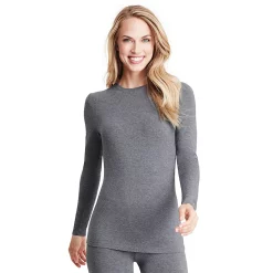 Women's Cuddl Duds® Softwear with Stretch Long Sleeve Crewneck Top -Cuddl Duds Clothing Sales 5671441 Charcoal Heather