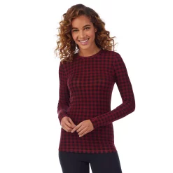 Women's Cuddl Duds® Softwear with Stretch Long Sleeve Crewneck Top -Cuddl Duds Clothing Sales 5671441 Red Buffalo