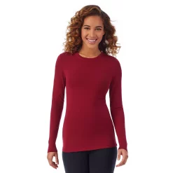 Women's Cuddl Duds® Softwear with Stretch Long Sleeve Crewneck Top -Cuddl Duds Clothing Sales 5671441 Rhubarb