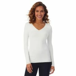 Women's Cuddl Duds® Softwear with Stretch Long Sleeve V-Neck Top -Cuddl Duds Clothing Sales 5671463 Ivory