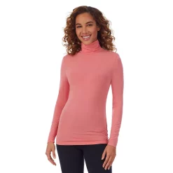 Women's Cuddl Duds® Softwear With Stretch Long Sleeve Turtleneck -Cuddl Duds Clothing Sales 5671465 Bright Coral