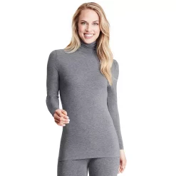 Women's Cuddl Duds® Softwear With Stretch Long Sleeve Turtleneck -Cuddl Duds Clothing Sales 5671465 Charcoal Heather