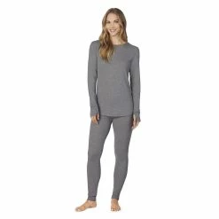 Women's Cuddl Duds® Long Sleeve Crewneck Stretch Thermal Top -Cuddl Duds Clothing Sales 5673066 ALT3