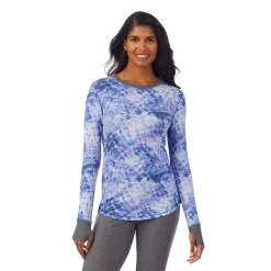 Women's Cuddl Duds® Long Sleeve Crewneck Stretch Thermal Top -Cuddl Duds Clothing Sales 5673066 Blue Tie Dye