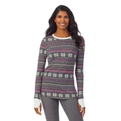 Women's Cuddl Duds® Long Sleeve Crewneck Stretch Thermal Top -Cuddl Duds Clothing Sales 5673066 Grey Multi Fairisle