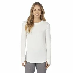 Women's Cuddl Duds® Long Sleeve Crewneck Stretch Thermal Top -Cuddl Duds Clothing Sales 5673066 Ivory
