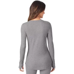 Women's Cuddl Duds® Long Sleeve Split V-Neck Stretch Thermal Top -Cuddl Duds Clothing Sales 5673068 ALT