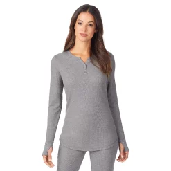 Women's Cuddl Duds® Long Sleeve Split V-Neck Stretch Thermal Top -Cuddl Duds Clothing Sales 5673068 ALT2