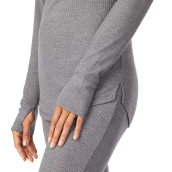 Women's Cuddl Duds® Long Sleeve Split V-Neck Stretch Thermal Top -Cuddl Duds Clothing Sales 5673068 ALT3