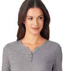 Women's Cuddl Duds® Long Sleeve Split V-Neck Stretch Thermal Top -Cuddl Duds Clothing Sales 5673068 ALT4