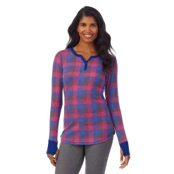 Women's Cuddl Duds® Long Sleeve Split V-Neck Stretch Thermal Top -Cuddl Duds Clothing Sales 5673068 Grape Bluebuffalo Ck