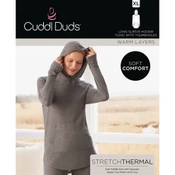 Women's Cuddl Duds® Long Sleeve Stretch Thermal Hooded Tunic Top -Cuddl Duds Clothing Sales 5673069 ALT98