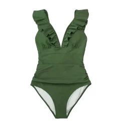 Women's CUPSHE Ruffle Lace-Up Monokini One-Piece Swimsuit -Cuddl Duds Clothing Sales 5719768 ALT3