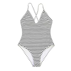 Women's CUPSHE Striped Scoopneck Cross Back One-Piece Swimsuit -Cuddl Duds Clothing Sales 5719773 ALT2