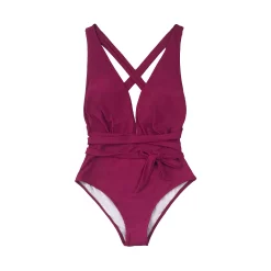 Women's CUPSHE Deep V-Neck Ruched One-Piece Swimsuit -Cuddl Duds Clothing Sales 5719779 ALT3