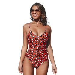 Women's CUPSHE Leopard Print V-Neck One-Piece Swimsuit