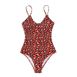 Women's CUPSHE Leopard Print V-Neck One-Piece Swimsuit -Cuddl Duds Clothing Sales 5719784 ALT3