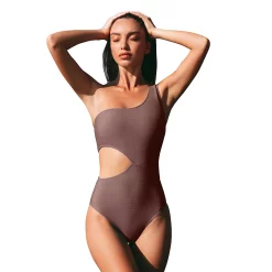 Women's CUPSHE Asymmetrical Cut-Out Ribbed One-Piece Swimsuit