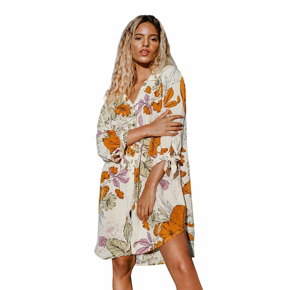 Women's CUPSHE Floral Midi Swim Cover-Up Shirtdress 1 Women's CUPSHE Floral Midi Swim Cover-Up Shirtdress