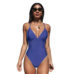 Women's CUPSHE Ruched Cut-Out High-Cut One-Piece Swimsuit
