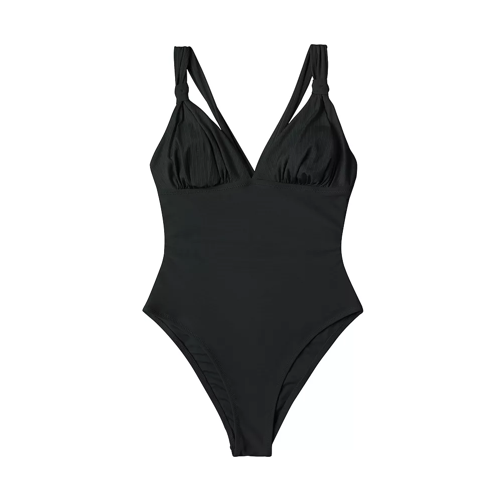 Women's CUPSHE Ribbed Plunge One-Piece Swimsuit 2 Women's CUPSHE Ribbed Plunge One-Piece Swimsuit - Image 2