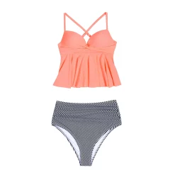 Women's CUPSHE Ruffle Twist Tankini Top & High-Waist Bottom 2-Piece Bikini Set -Cuddl Duds Clothing Sales 5722296 ALT5