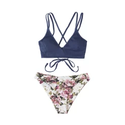 Women's CUPSHE 2-Piece Top & Floral Lace-Up Bottom Bikini Set -Cuddl Duds Clothing Sales 5722309 ALT2