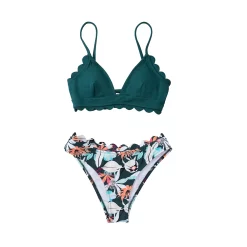 Women's CUPSHE Scalloped Lace-Up Top & Bottoms Bikini Set -Cuddl Duds Clothing Sales 5722336 ALT2